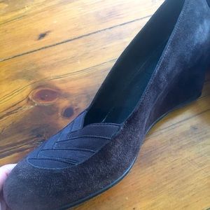 Stuart Weitzman dark brown suede shoes.